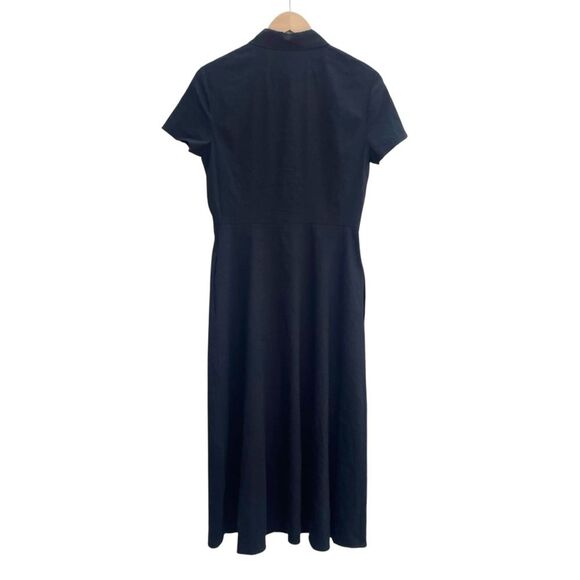 Theory Linen-Blend Good Crunch Midi Shirtdress Black Size 8 Button Front Dress - Picture 3 of 12